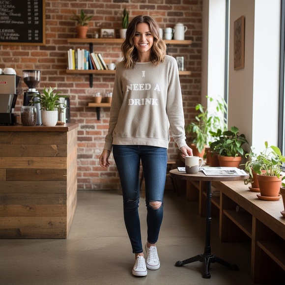 Wildfox Tops - Wildfox Women's Tan Graphic Sweatshirt size Medium